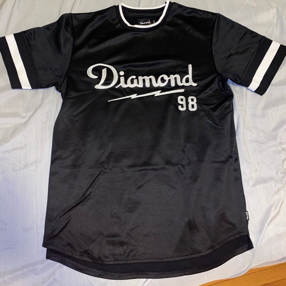 Diamond Supply Co Black and Silver Retro Jersey.